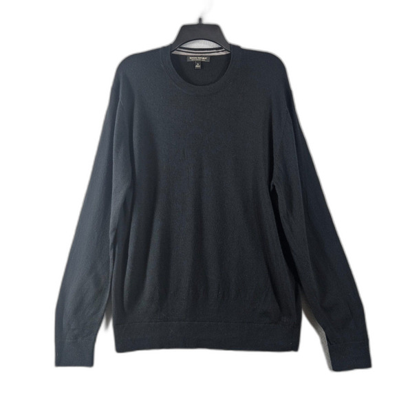 Banana Republic Merino Wool XL Round Neck Sweater Fine Knit Relaxed Fit Black - Picture 1 of 5